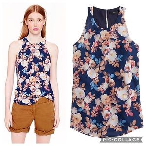 J.Crew Floral Sleeveless Top - Navy and Pink